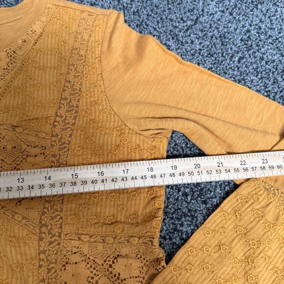 Anthropologie Eze Sur Mer Cotton Top Yellow, Long Sleeve, Size Small Boho NWT - Picture 10 of 12